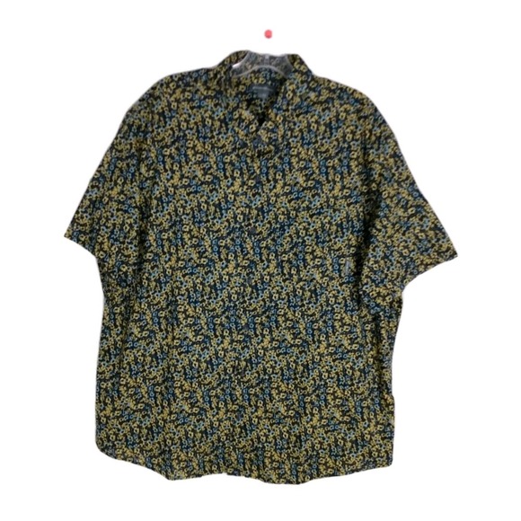Eddie Bauer Blue/Yellow‎ Floral Button Down Short sleeve Men's Shirt 2XL - Picture 1 of 6